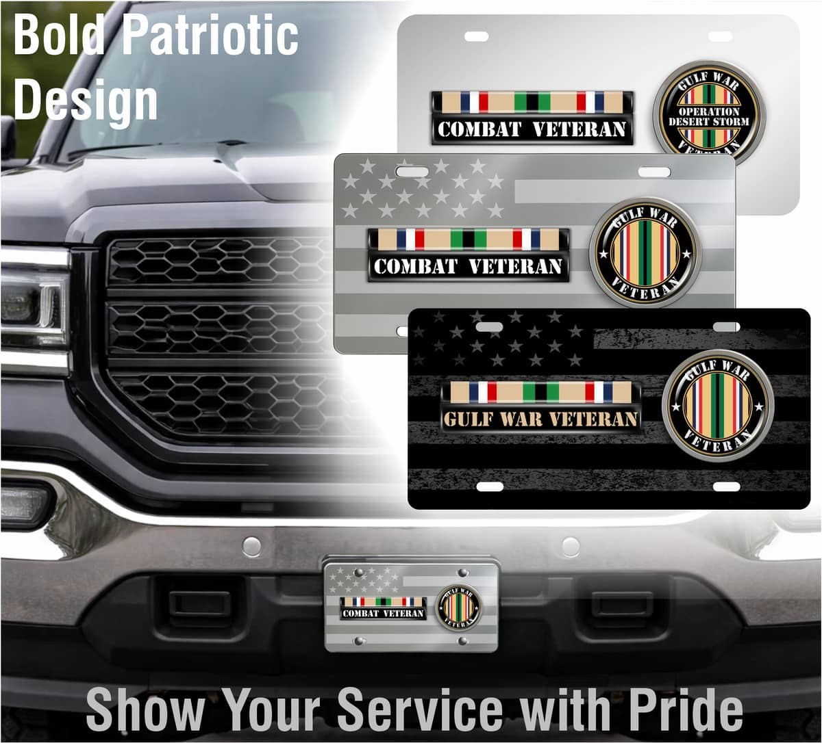 Gulf Combat Veteran - Stainless Steel Car License Plate